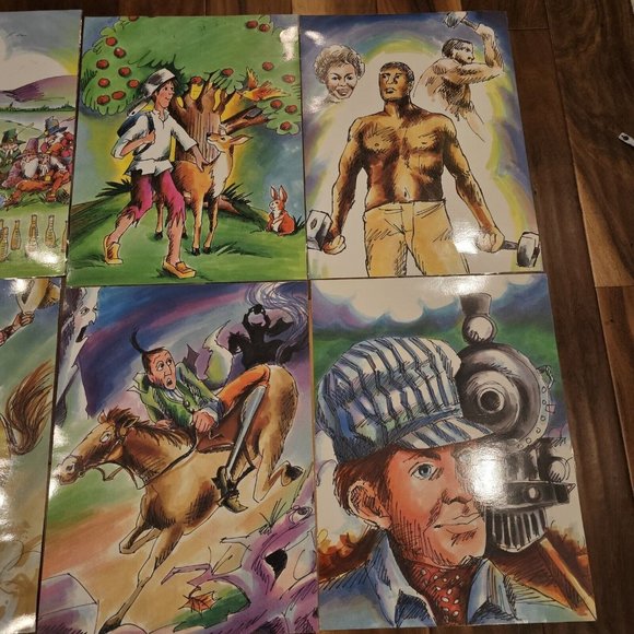 Retro Laminated Folk Tales Men Legend Wall Art Laminated Lot Of 8 12 x 16 Decor - Picture 10 of 12